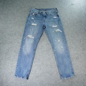 Levis Jeans Womens 25x28 Fits 30x26.5 501 T Taper Distressed Button Fly Denim